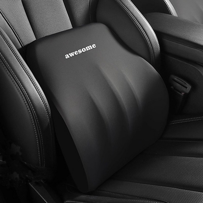 하루꿈 고급형 메모리폼 허리베개 쾌적 통기 요추 지지대 등받이쿠션 차량용품 사무실겸용, 1개, 블랙