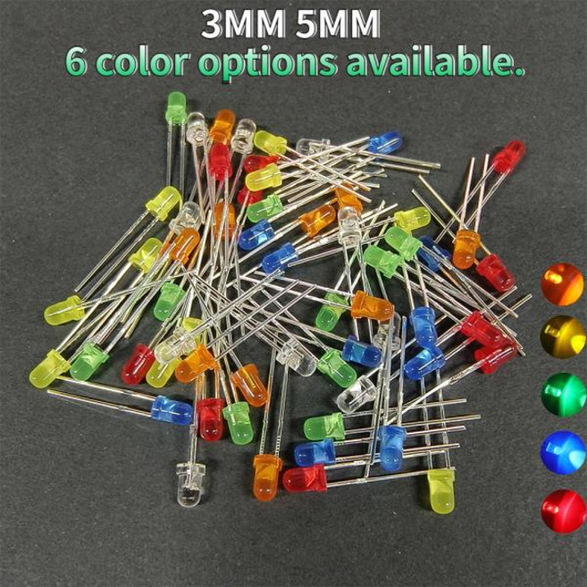 밝은 LED 발광 다이오드 다양한 색상 레드 그린 블루 옐로우 오렌지 화이트 F5 F3 50-200 개 3mm 5mm, 01 3MM-Green-50PCS