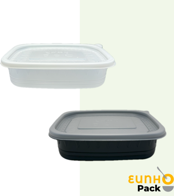 은호팩 일회용 죽용기 사각 배달용기 소, 흑색, 1세트, 250세트