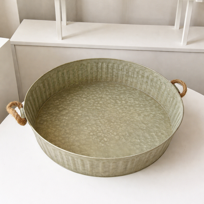 하이오브제 빈티지 양철바스켓 철제 스텐양동이 바구니 분갈이 양철통, 로우 양철바스켓(S), 1개