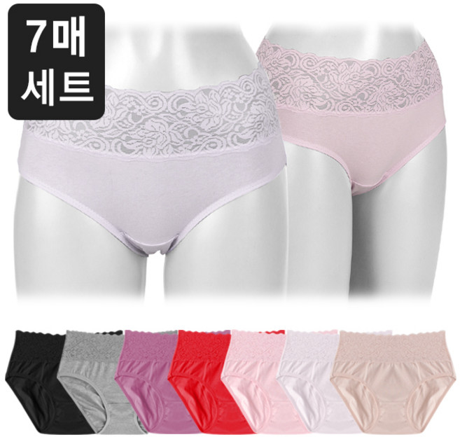 챠밍 고급 레이스 면스판 데일리 여성팬티 7매 22201