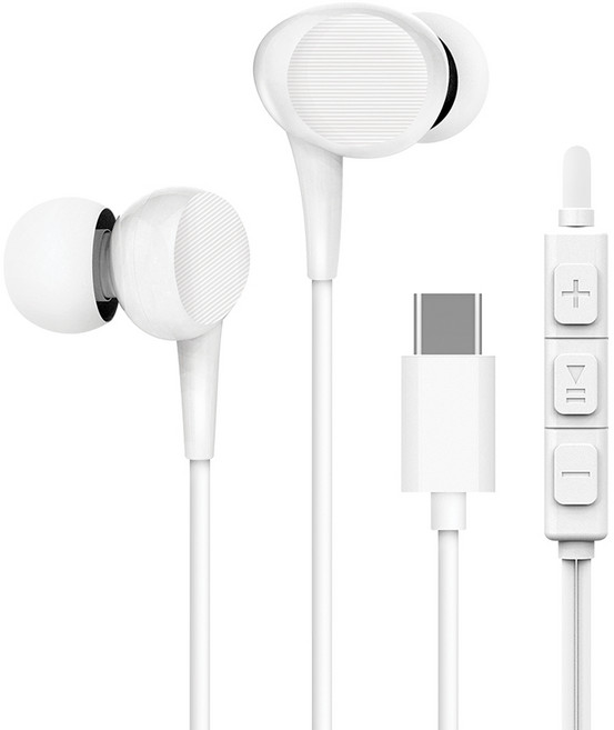 플레오맥스 C타입 스테레오 유선 이어폰, 화이트, PM-C500