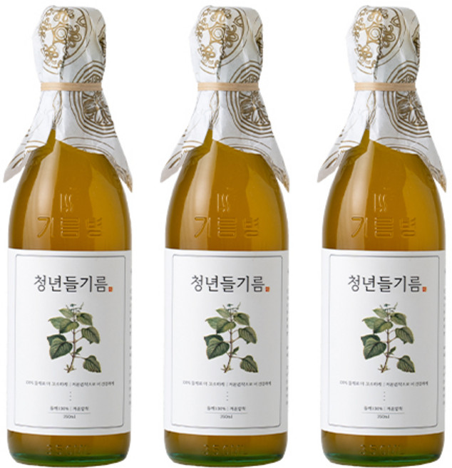 저온압착 청년 들기름, 3개, 350ml