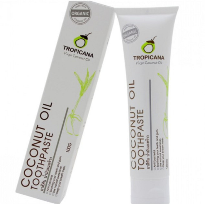 트로피카나 (Tropicana) 유기농 코코넛오일 천연 미백 치약 (무불소) 100g, 1개