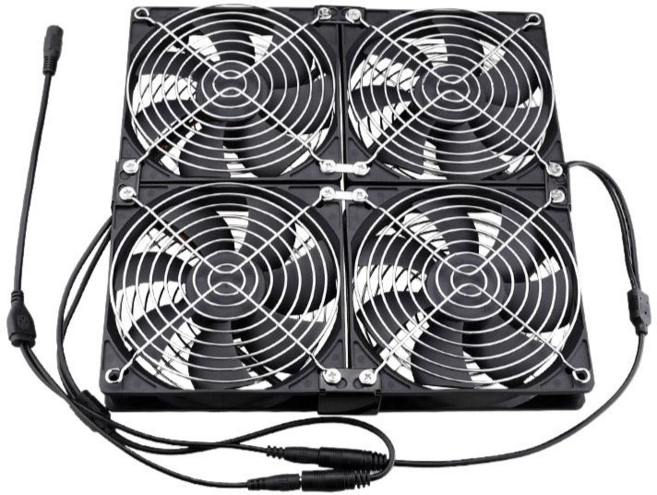 110V 12公分靜音大風量電腦散熱風扇, 黑, 1個, 正方形4風扇+調速器/配件/螺絲