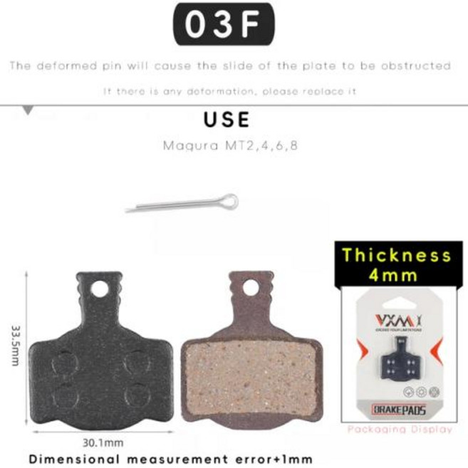 VXM MTB 자전거 사이클링 유압 디스크 브레이크 패드 반금속 송진 AVID HAYES Magura Formula M8020 DB 자, 1개