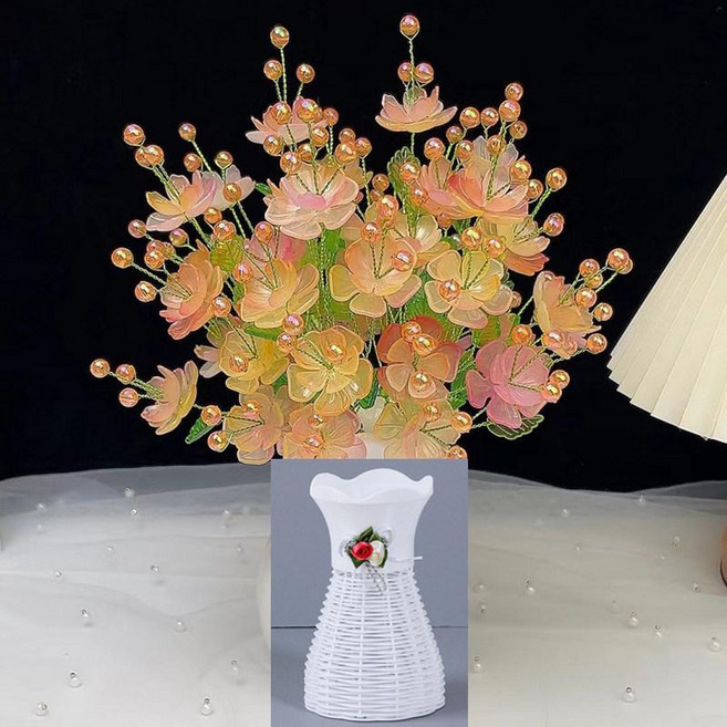 에이텐컴퍼니 비즈식물 크리스탈 은방울꽃 화분 꽃 DIY, 1개, 샴페인핑크(펀칭 디테일 플라워 베이스)