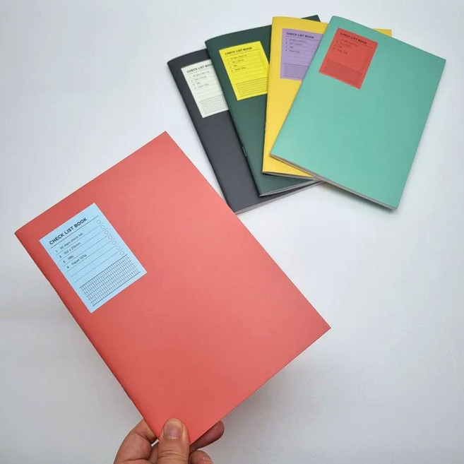 더메모 체크리스트북 플래너 노트 5종, 옐로우+스카이+코랄+카키+네이비
