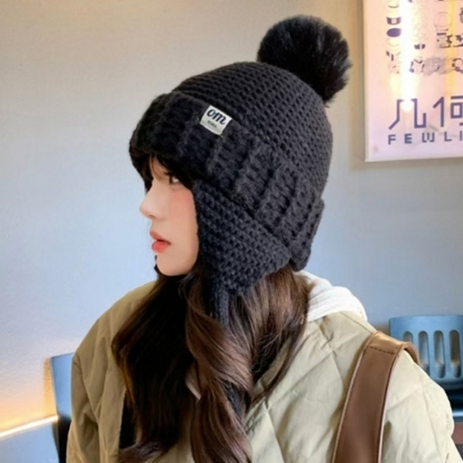 기타 방울 비니 귀도리 겨울모자 군밤 털 방한 귀달이모자 트루퍼햇, 그레이