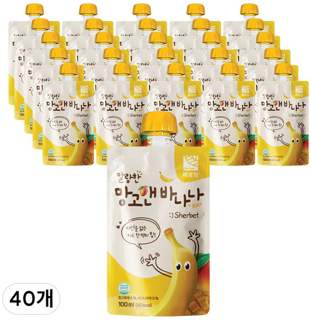 파르팜 망고앤바나나 샤베트 과일 퓨레 어린이음료, 100ml, 40개