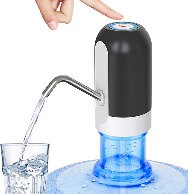 휴대용 워터 펌프 미니 생수 디스펜서 대용량 배터리 충전식, 블랙-화이트, 1개