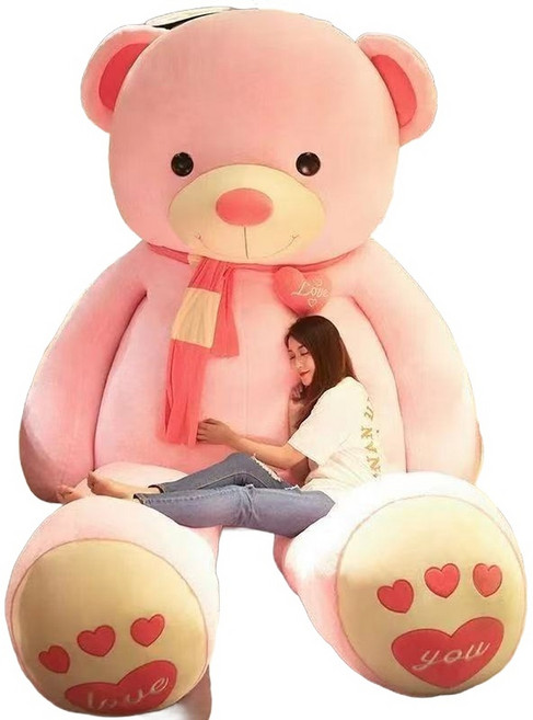 超大泰迪熊毛絨玩偶 女生生日禮物, 粉色心動熊, 1個, 1cm