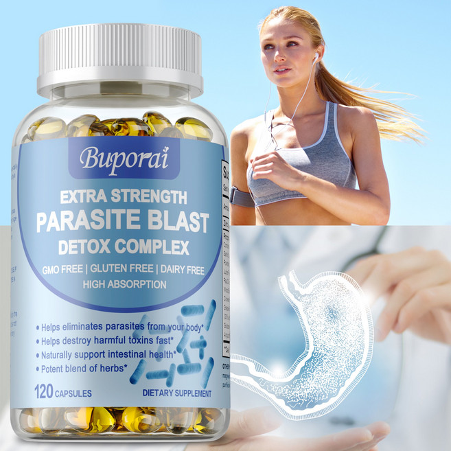 기생충 폭발 해독 복합체 1485mg - 기생충 퇴치 정화 지원 장 건강, 1개, 60정
