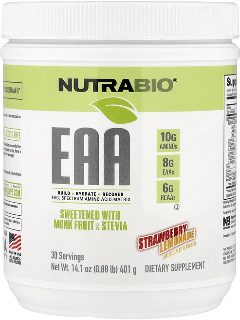 신상할인판매 NutraBio EAA 딸기 레모네이드 401g(0.88lb) 최저가격, NutraBioEAA딸기레모네이드401g088lb, 401g, 1개 - 쿠팡