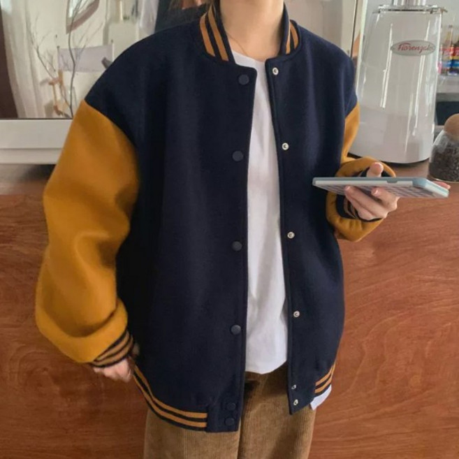 기모 안감 배색 포인트 여성 여유핏 야구 점퍼