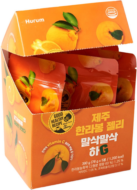 제주 한라봉 젤리 말삭말삭 하G 5개입 세트, 1세트, 390g