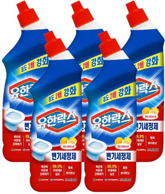 유한양행 [본사직영] 유한락스 변기세정제 시트러스 755mL, 5개