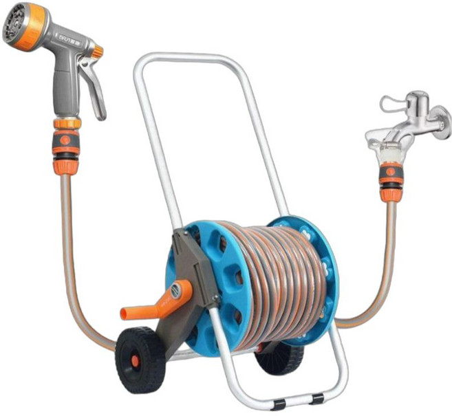 호스릴 이동식 원예 텃밭 고압 세차 물 청소 다용도 분사기 50m, 3.A9휠모델40m, 1개