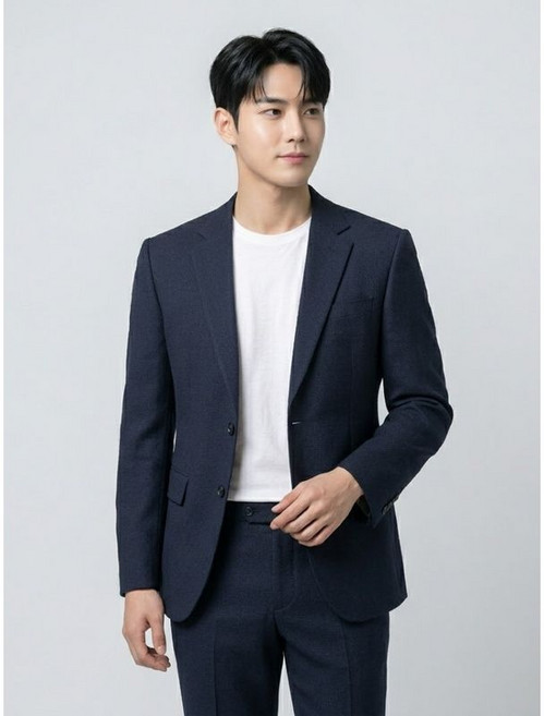 BY파크랜드 네이비 혼방 스트레치 수트셋업-A5SS2310415A A5PS2310381A