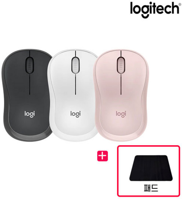 로지텍코리아 M240 + 마우스패드 무소음 사무용 업무용 블루투스 마우스, 퓨어화이트, M240+패드