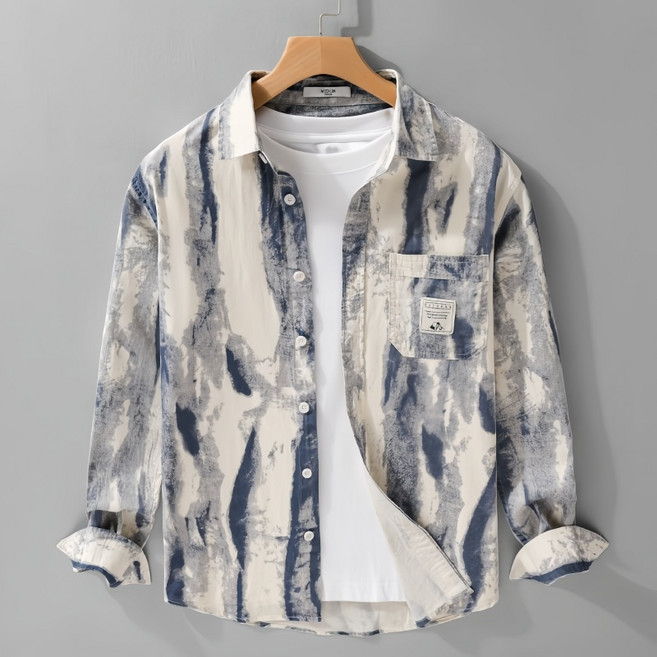 Makone 남성 일반칼라 나염 남방 그래피티 트랜드 빈티지 데일리 셔츠