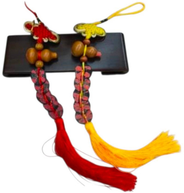 佐運門 招財葫蘆五帝錢吊飾, 1個, 天然葫蘆仿古五帝錢-紅穗,過爐開光