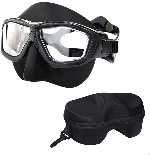 플로디 프리다이빙 마스크 스노쿨링 케이스 세트, 블랙