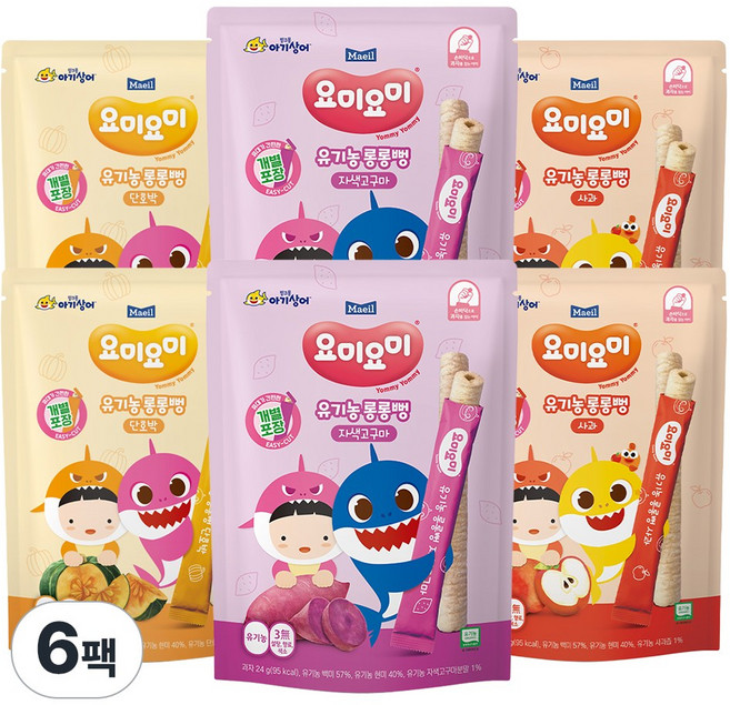 요미요미 유기농 롱롱뻥 혼합구성 24g 6봉 (사과2+자색고구마2+단호박2), 1개