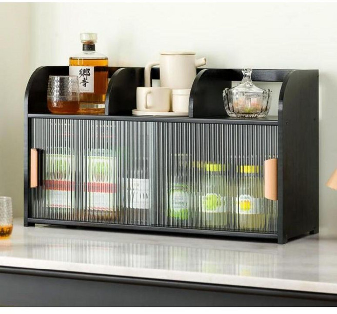미니 술장 양주장 위스키장 양주 진열장 미닫이 장식장 인테리어 선반, 블랙 Changhong 67 파티션