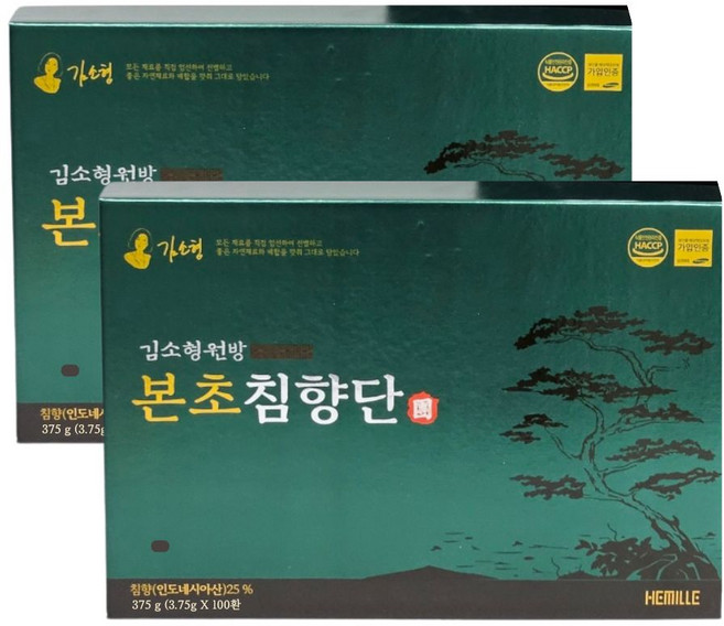 김소형 침향단 녹용 홍삼 침향25% 쇼핑백, 2박스, 375g