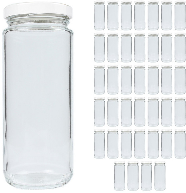 공병상회 다용도일자300 유리병 + 러그캡/화이트, 40개, 300ml