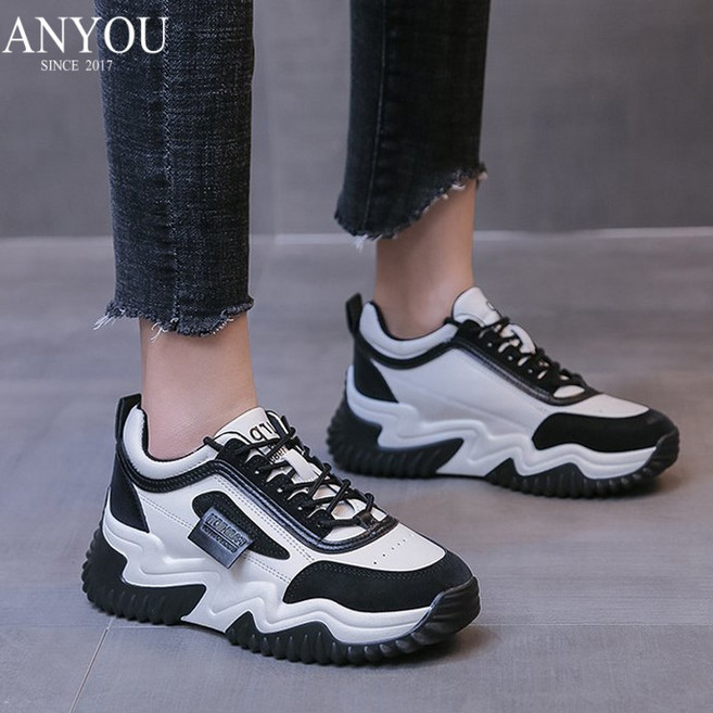 여성 신발 운동화 학생 두꺼운 바닥 캐주얼 키높이 신발 패션 트렌드