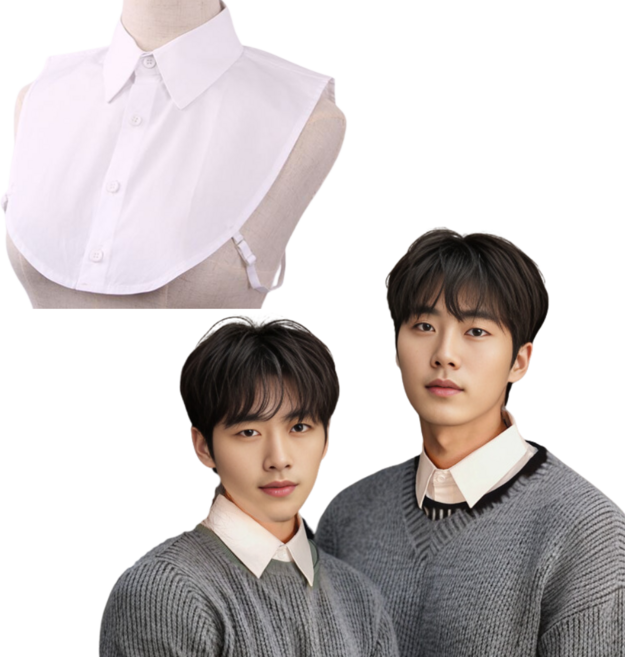 남자 빅사이즈 페이크 넥카라 넥케이프 셔츠 골프 이너 학사 학위 졸업 드레스 페이크 칼라 셔츠