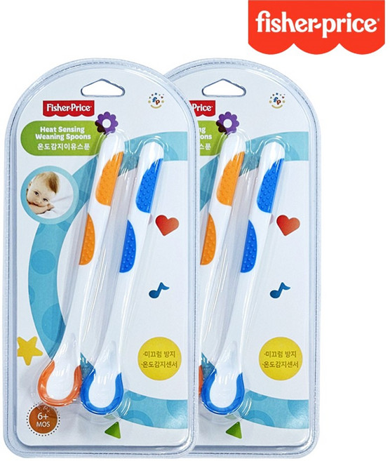 피셔프라이스 온도감지 이유스푼 2p 세트, 혼합 색상, 2세트