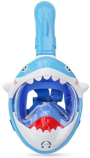 티토 어린이 스노쿨링 풀페이스 마스크 스노클링 잠수경, 상어, 블루