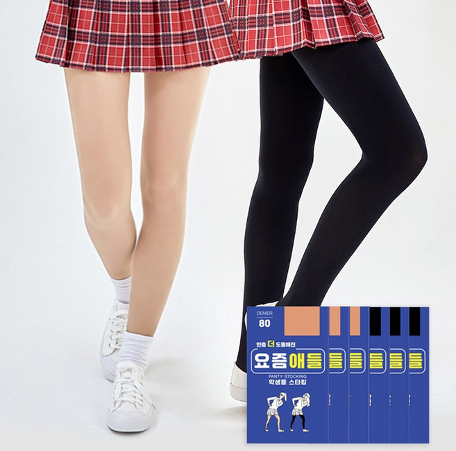 시글락 요즘애들 학생용 80D 팬티 스타킹 6P