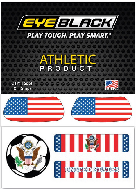 EYEBLACK 국가대표 국기 아이블랙 1쌍 + 축구 스트립 세트 (총 5 pcs) 월드컵 응원템 각종 스포츠 축구 야구 MADE IN USA, 1세트, 미국 USA