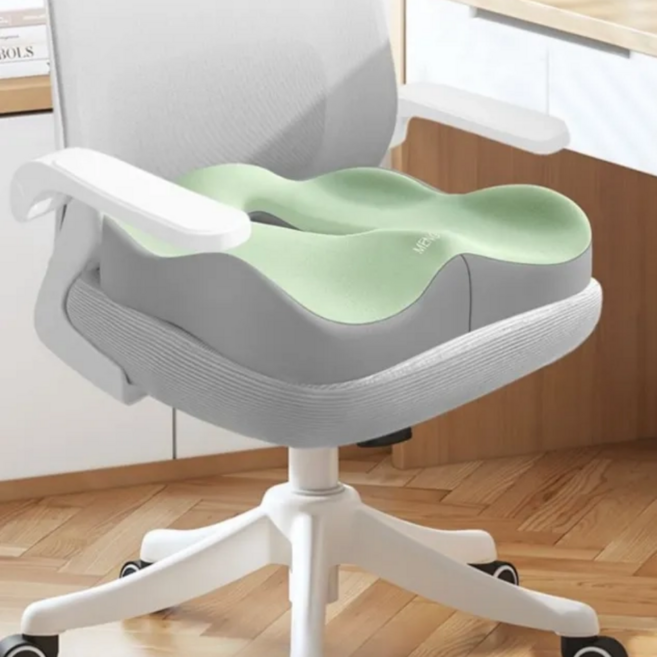 위드앤미 자세교정 꼬리뼈 치질 방석 사무실 의자 쿠션 엉덩이 압력분산, 더블그린