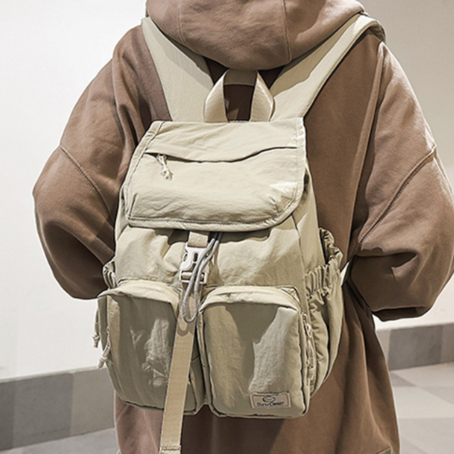 케이백 가벼운 더블 멀티 포켓 나일론 백팩
