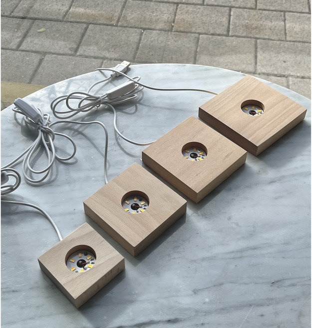 LED 우드받침대 원목 조명 무드등 USB형 받침대 인테리어, S(6.5*6.5)