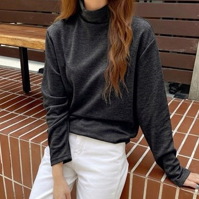 여성 목폴라 티셔츠 반폴라 니트 빅 사이즈