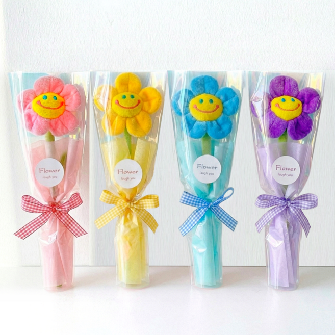 래프유 스마일 꽃인형 꽃다발 4p, 혼합, 4개