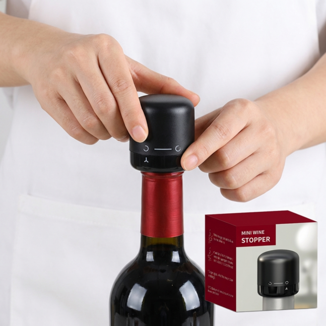 셀클릭 진공으로 신선하게 유지하는 와인 마개, 1개, 블랙