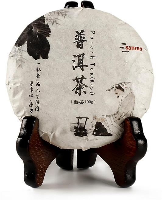산란 숙성 보이차 잘 익은 보이차 케이크 발효 중식 홍차 SANRAN Aged Pu-erh Tea Ripe Puerh Tea Cake Fermented Chinese Bla, 1개, 100g