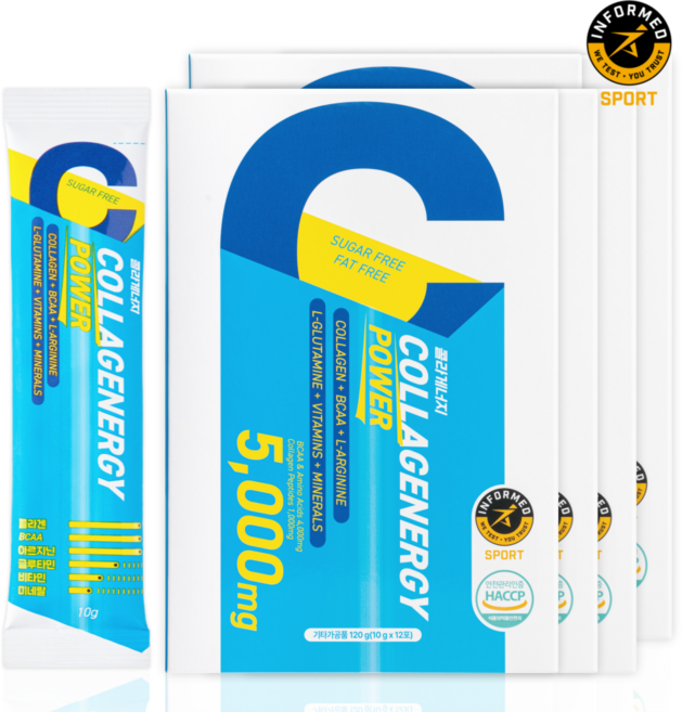 콜라게너지 BCAA 아르기닌 아미노산 10g 12포, 5박스, 120g