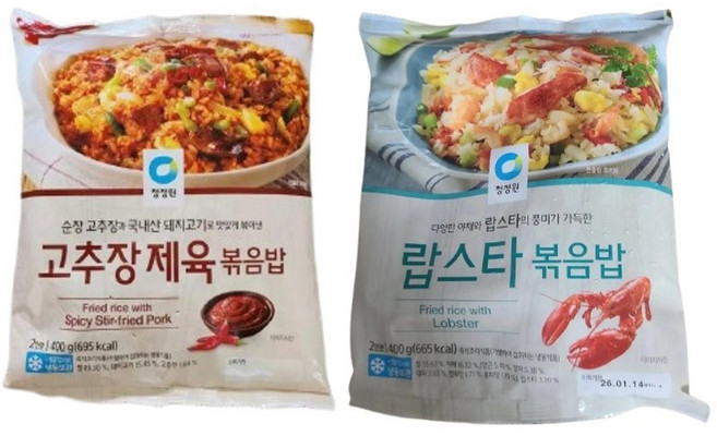 청정원 프리미엄 고추장제육볶음밥 랍스타볶음밥 2종세트 (고추장제육볶음400g 1개 랍스타볶음밥400g 1개) 냉동볶음밥 간편식, 1세트, 800g