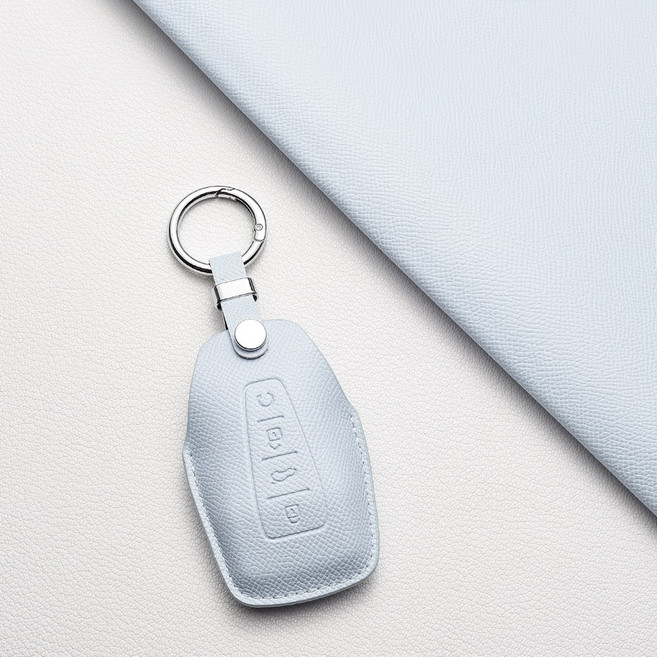 르노 그랑 콜레오스 호환 D타입 고급 가죽 키 케이스 키홀더 차량용 키 커버 액세서리, 스카이블루, 르노 D 타입