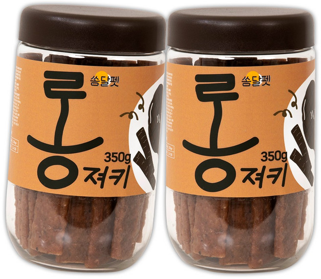 쏨달펫 롱 져키 강아지 육포 간식 대용량, 2개, 350g, 소고기