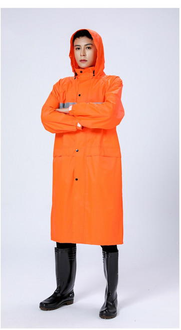 Rophal 우비 롱 전신 방수 폭우 남성 성인 아웃도어 공사장 노보 샴푸 1인용 반사 비옷, 4XL, 1개