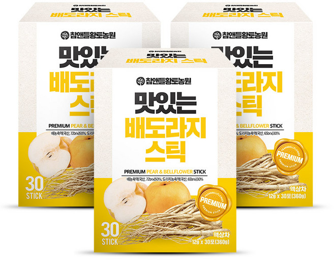참앤들황토농원 맛있는 배도라지스틱 + 쇼핑백, 360g, 3박스